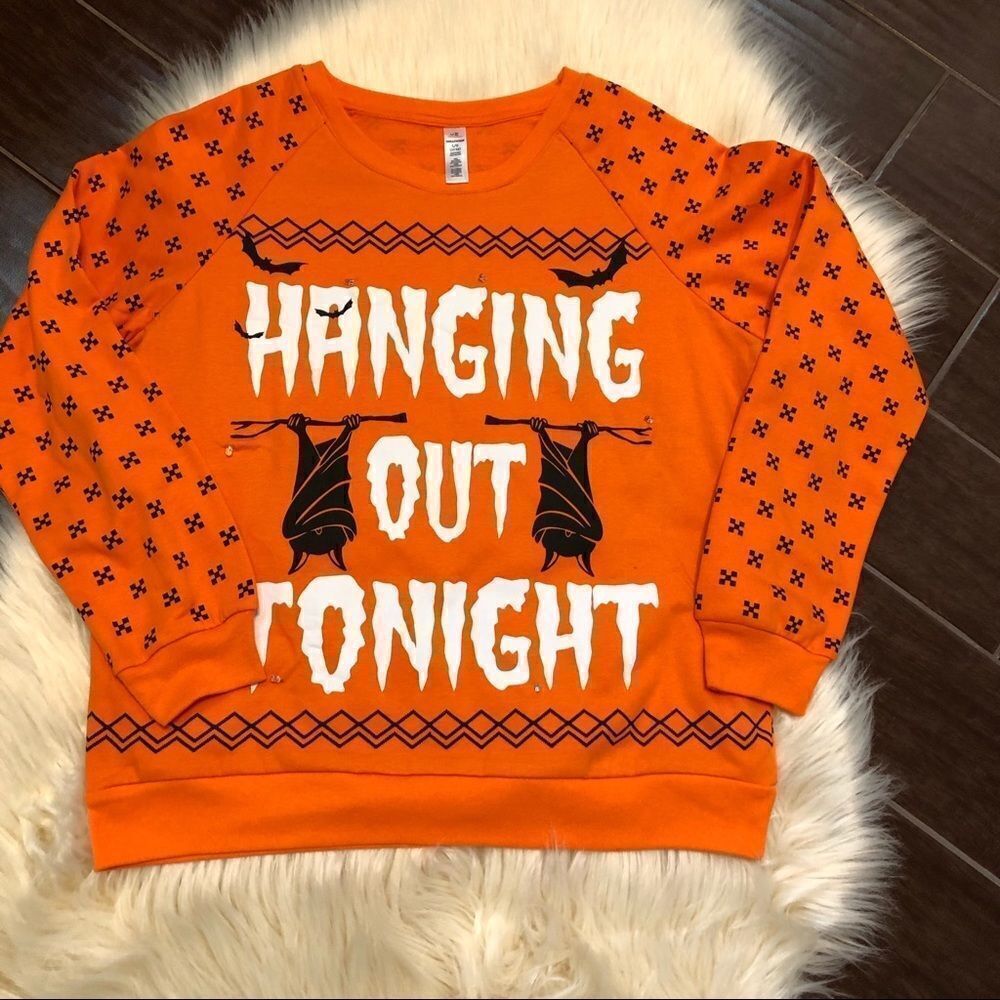Halloween sweatshirt  “hanging out tonight…